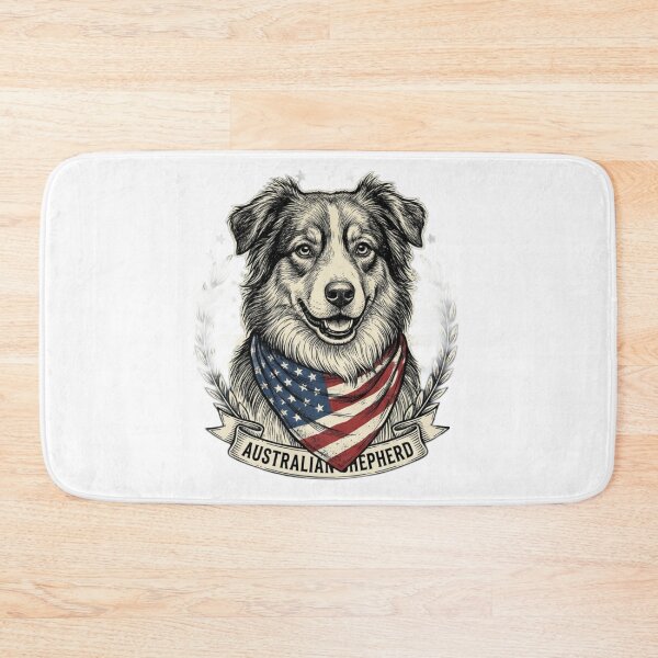 Artikelvorschau, Australian Shepherd with American Flag Bandana – Patriotic Dog Design entworfen und verkauft von ShirtsUp-Lane.
