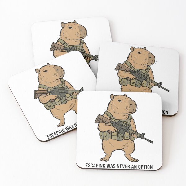 Item preview, Tactical Capybara Escaping Was Never An Option Funny Giant Rodent Military Gun Humor designed and sold by raedattia.