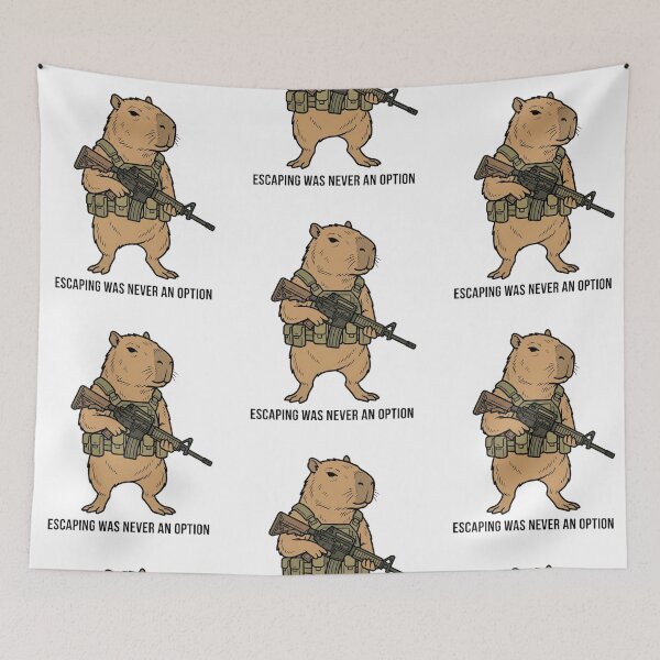 Item preview, Tactical Capybara Escaping Was Never An Option Funny Giant Rodent Military Gun Humor designed and sold by raedattia.
