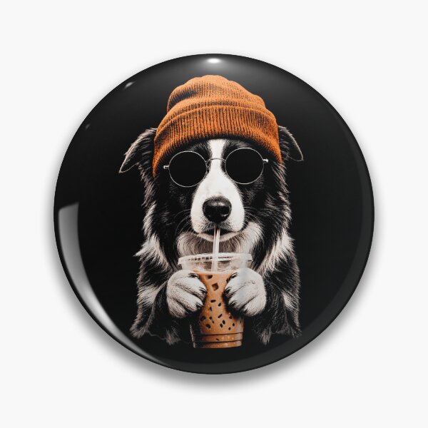 Item preview, Border Collie Drinking Iced Coffee Funny Dog Hipster designed and sold by Trippy-Toad.