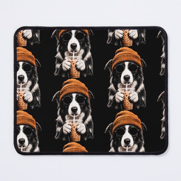 Item preview, Border Collie Drinking Iced Coffee Funny Dog Hipster designed and sold by Trippy-Toad.