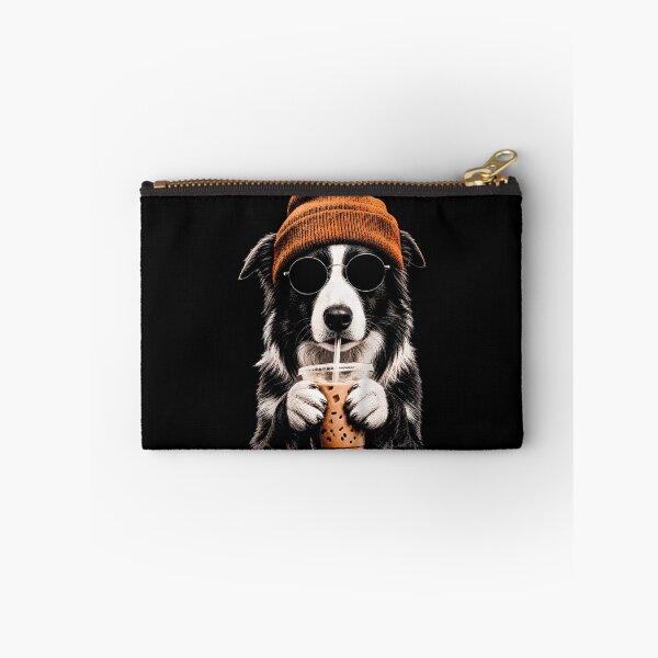 Item preview, Border Collie Drinking Iced Coffee Funny Dog Hipster designed and sold by Trippy-Toad.