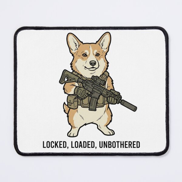 Item preview, Tactical Corgi Locked Loaded Unbothered Funny Dog Military Gun Humor designed and sold by raedattia.