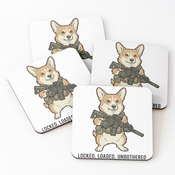 Item preview, Tactical Corgi Locked Loaded Unbothered Funny Dog Military Gun Humor designed and sold by raedattia.