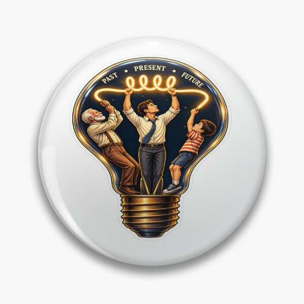Item preview, Past Present Future – Life Ideas and Generations Inspirational Light Bulb Sticker designed and sold by Genzfirevibes.