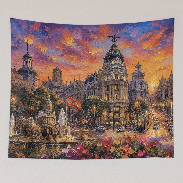 Item preview, Pintura de Madrid de noche, España: una hermosa ciudad de Europa. designed and sold by GalleryKauffeld.