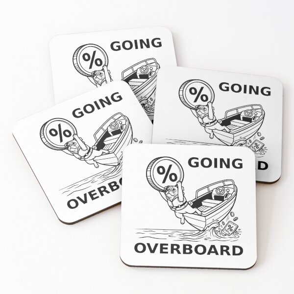 Item preview, Going Overboard Funny Crypto Dip Pug Holding Giant Coin Meme designed and sold by The Bold Line Studio.
