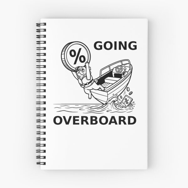 Item preview, Going Overboard Funny Crypto Dip Pug Holding Giant Coin Meme designed and sold by The Bold Line Studio.