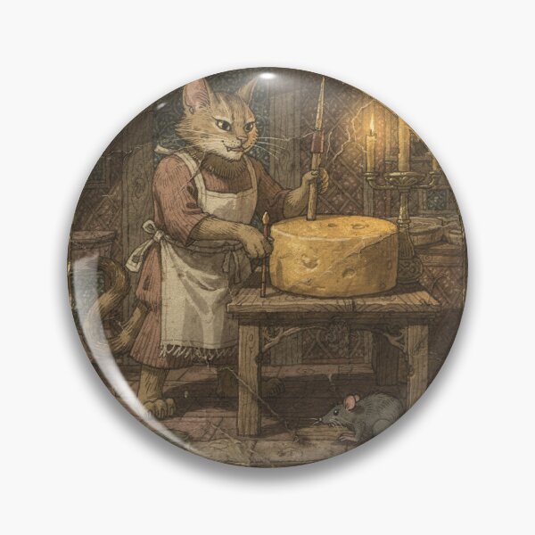 Item preview, Medieval Cat Cheesemonger Guarding the Royal Wheel Manuscript Art designed and sold by PictorialWhimsy.