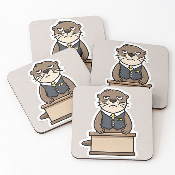 Item preview, The Deeply Unimpressed Otter Hotel Concierge Cartoon Art designed and sold by PictorialWhimsy.