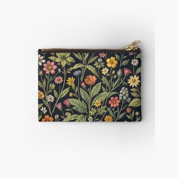 Item preview, Vintage Wildflowers Botanical Pattern on Dark Charcoal designed and sold by ZanyPaintbrush.