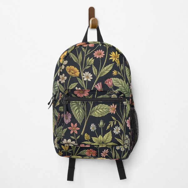 Item preview, Vintage Wildflowers Botanical Pattern on Dark Charcoal designed and sold by ZanyPaintbrush.