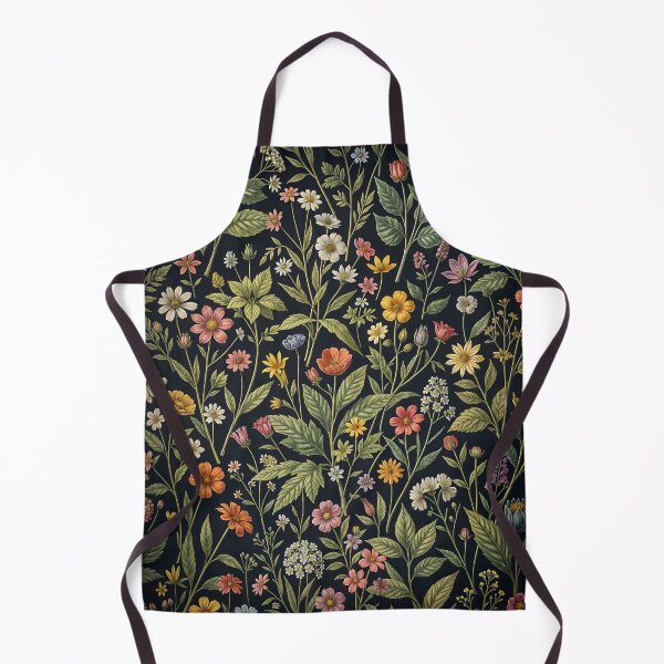Item preview, Vintage Wildflowers Botanical Pattern on Dark Charcoal designed and sold by ZanyPaintbrush.