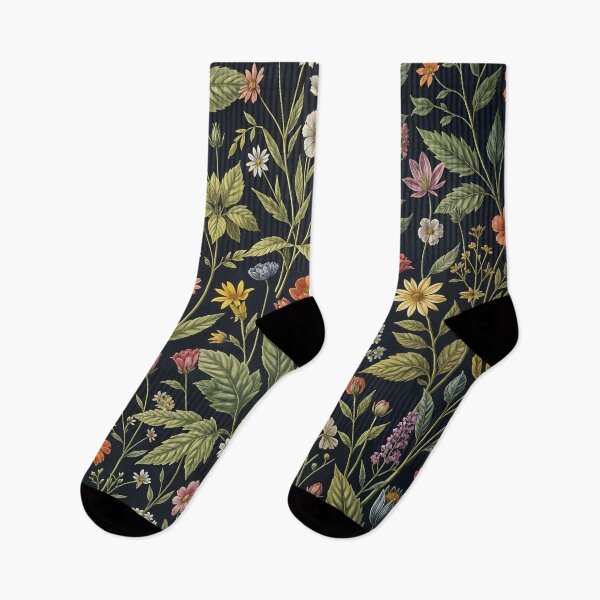 Item preview, Vintage Wildflowers Botanical Pattern on Dark Charcoal designed and sold by ZHD Home Decor - Apparel - Accessories.