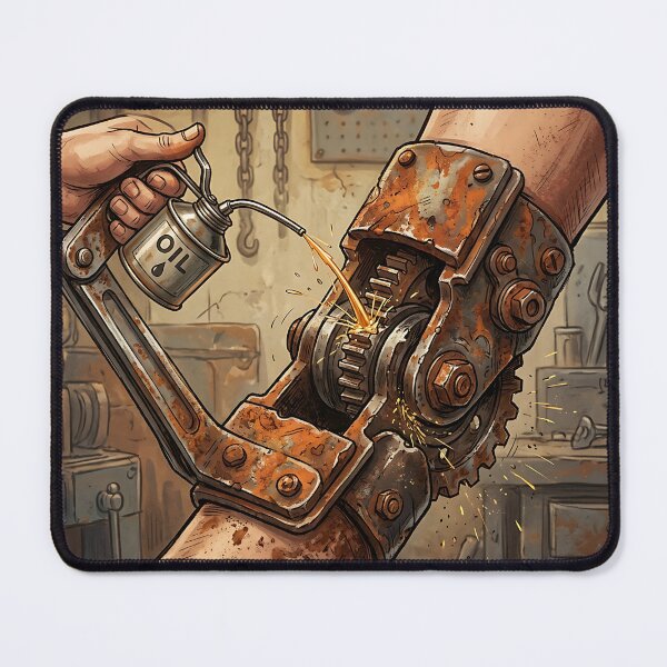 Item preview, Oiling Rusty Mechanical Gear Joint Vintage Workshop designed and sold by Michaelragheb.