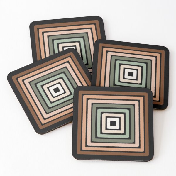 Item preview, Mid-Century Modern Earth Tone Geometric Square Pattern - Warm Neutral Abstract Lines designed and sold by LittleHappiness by Kamollak .