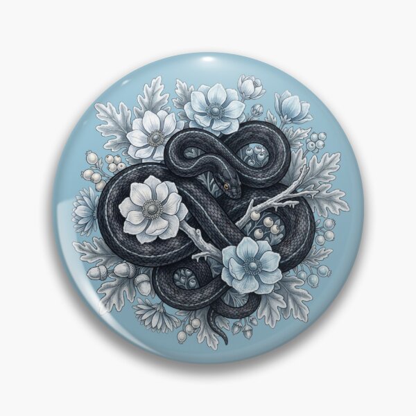 Item preview, Black Rat Snake Vintage Winter Wreath Reptile Art  designed and sold by BirdsnStuff.