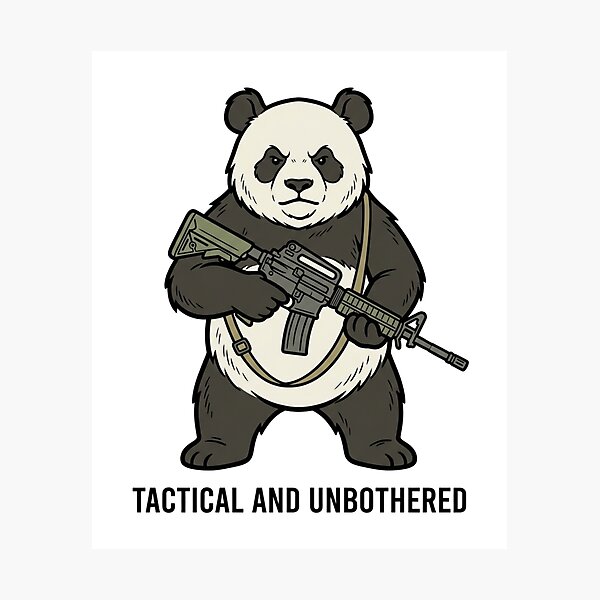 Item preview, Tactical Panda Tactical And Unbothered Funny Giant Bear Military Gun Humor designed and sold by raedattia.