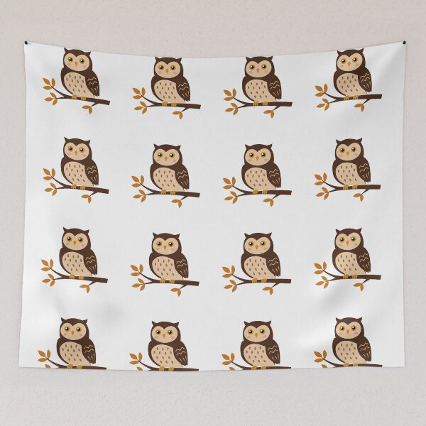 Item preview, Cute Autumn Owl on Branch Nursery Vector Sticker designed and sold by ElenMart.