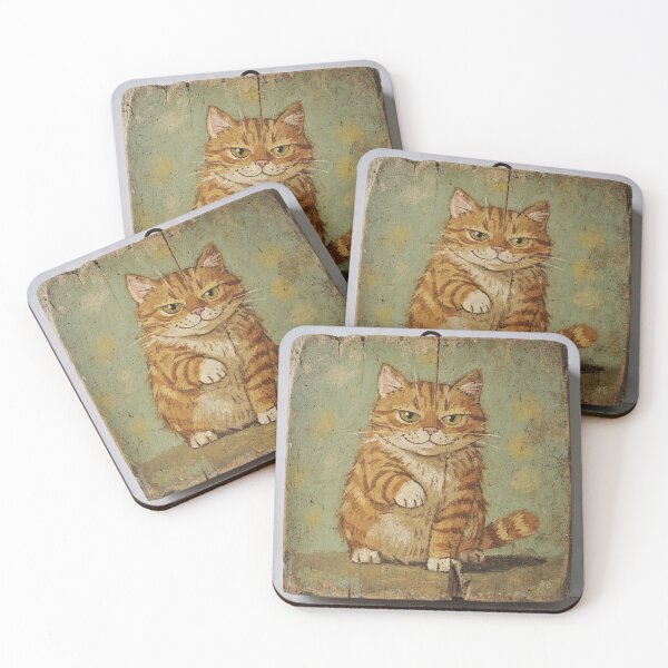 Item preview, Smug Orange Cat Who Just Knocked It Off the Table Folk Art designed and sold by PictorialWhimsy.