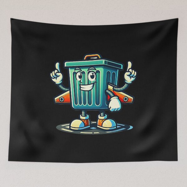 Item preview, Funny Flying Trash Can Mascot Cartoon designed and sold by Creatby7030.