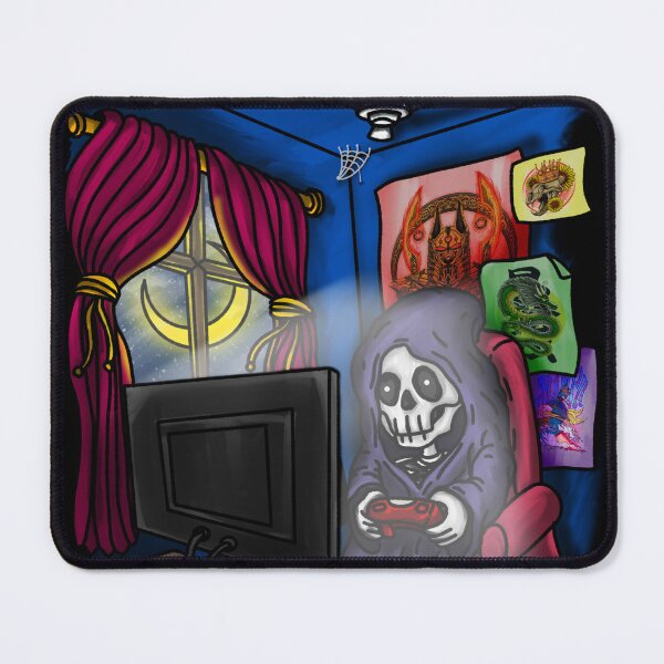 Item preview, The Last Player – Skeleton Gamer Gaming at Night designed and sold by Migiteart.