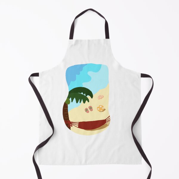 Item preview, Hand Drawn Tropical Beach Summer Scene, Coconut Tree Hammock Flip Flops Illustration designed and sold by Tanapan2529.