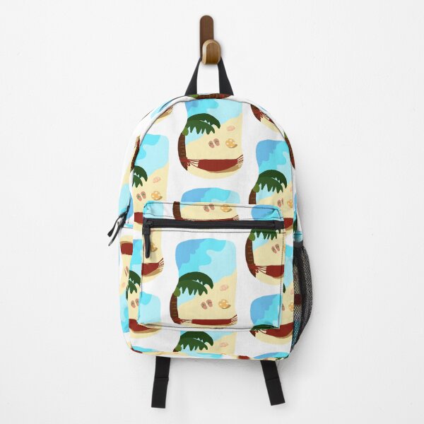 Item preview, Hand Drawn Tropical Beach Summer Scene, Coconut Tree Hammock Flip Flops Illustration designed and sold by Tanapan2529.