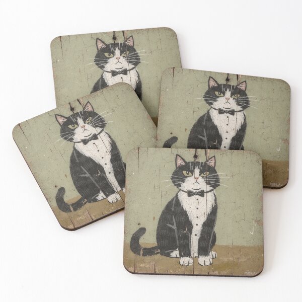 Item preview, Dignified Tuxedo Cat Refusing the Vet Carrier Folk Art designed and sold by PictorialWhimsy.
