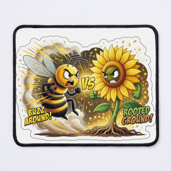 Item preview, Buzzing Bee Versus Sunflower Bloom Nature Sticker designed and sold by Imaginarium of Chaos falcon88 .