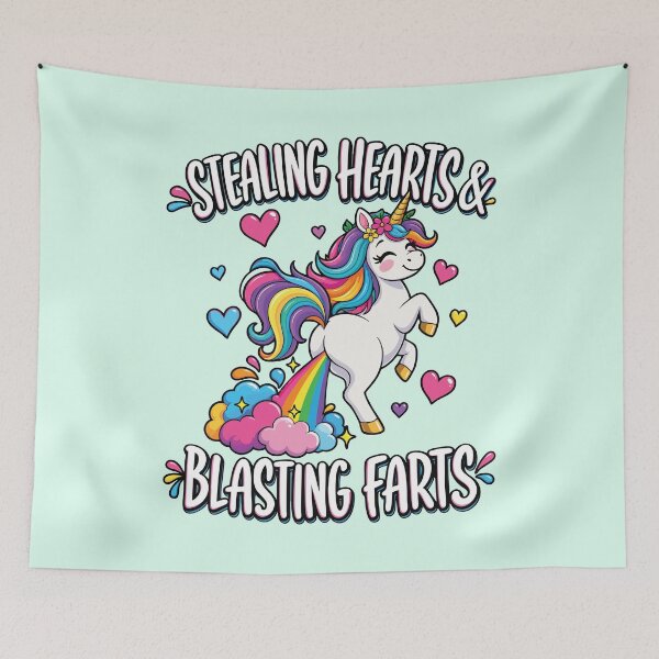 Item preview, Funny Unicorn Stealing Hearts & Blasting Farts Rainbow Cute Unicorn designed and sold by Arezaali.