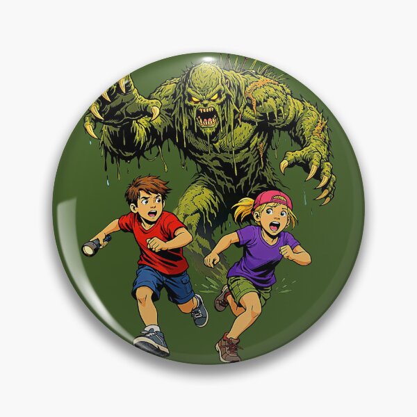 Item preview, Retro Swamp Monster Chasing Kids Illustration designed and sold by Creatby7030.