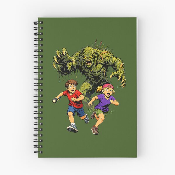 Item preview, Retro Swamp Monster Chasing Kids Illustration designed and sold by Creatby7030.