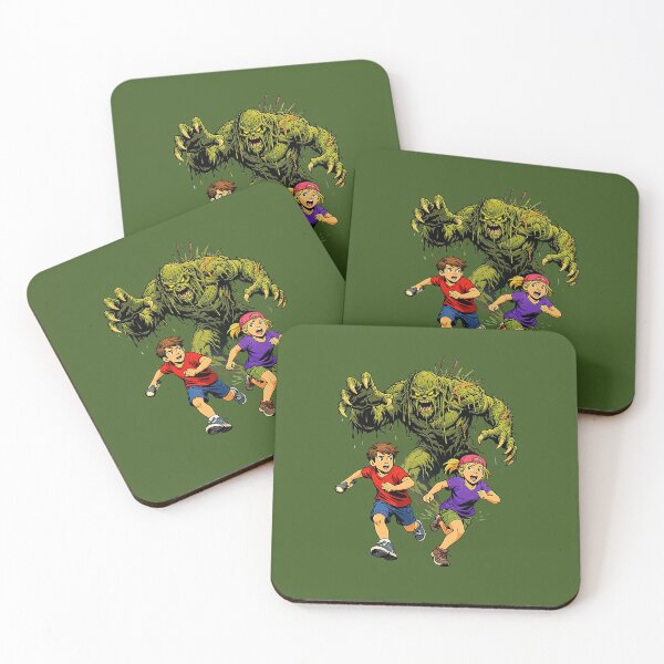 Item preview, Retro Swamp Monster Chasing Kids Illustration designed and sold by Creatby7030.