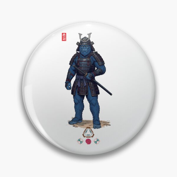 Item preview, Blue Samurai Ape Warrior in Detailed Armor with Katana designed and sold by Whimsy Trail Co.