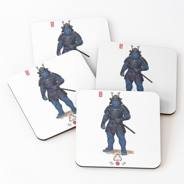 Item preview, Blue Samurai Ape Warrior in Detailed Armor with Katana designed and sold by Whimsy Trail Co.