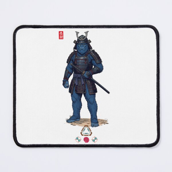 Item preview, Blue Samurai Ape Warrior in Detailed Armor with Katana designed and sold by Whimsy Trail Co.
