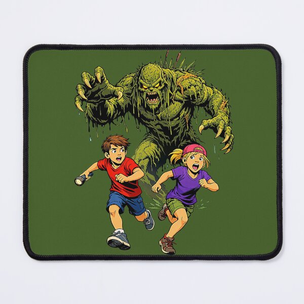 Item preview, Retro Swamp Monster Chasing Kids Illustration designed and sold by Creatby7030.