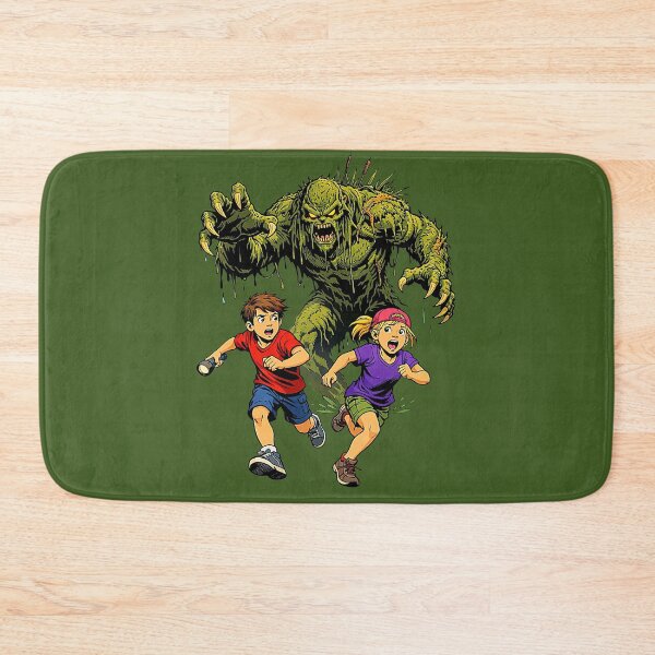 Item preview, Retro Swamp Monster Chasing Kids Illustration designed and sold by Creatby7030.