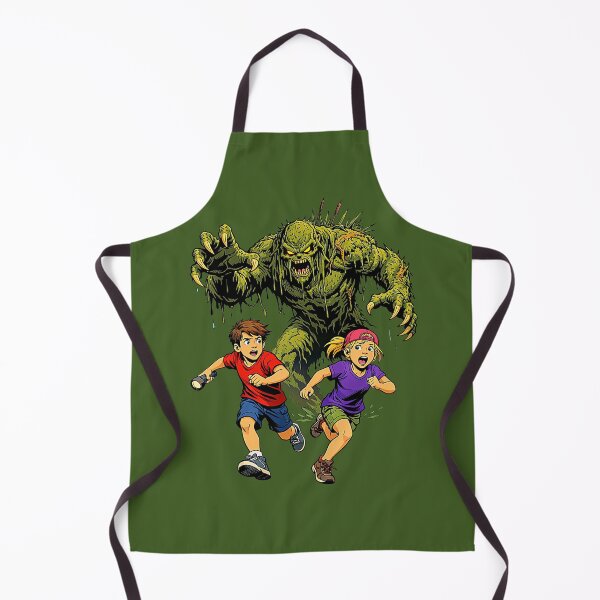 Item preview, Retro Swamp Monster Chasing Kids Illustration designed and sold by Creatby7030.