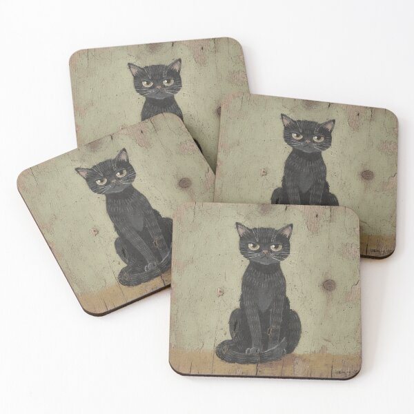 Item preview, Suspicious Black Cat Supervising the New Furniture Folk Art designed and sold by PictorialWhimsy.