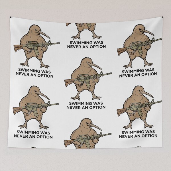 Item preview, Tactical Kiwi Swimming Was Never An Option Funny New Zealand Bird Gun Humor designed and sold by raedattia.