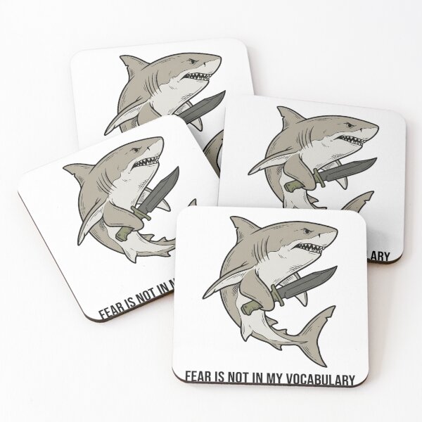 Item preview, Tactical Shark Fear Is Not In My Vocabulary Funny Great White Combat Knife Humor designed and sold by raedattia.