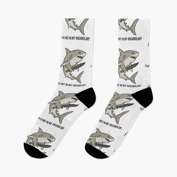 Item preview, Tactical Shark Fear Is Not In My Vocabulary Funny Great White Combat Knife Humor designed and sold by raedattia.