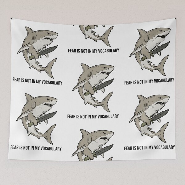 Item preview, Tactical Shark Fear Is Not In My Vocabulary Funny Great White Combat Knife Humor designed and sold by raedattia.