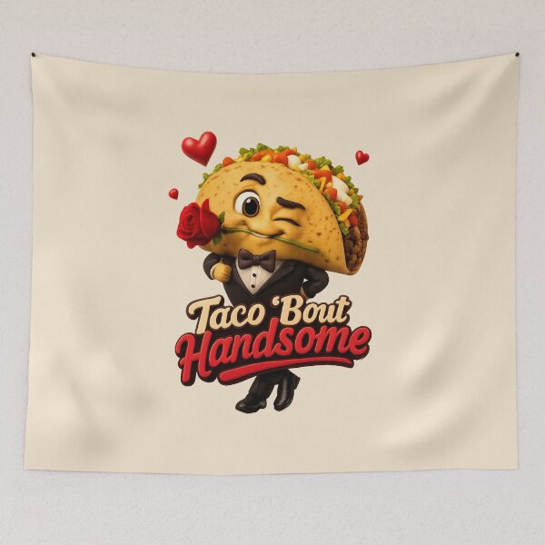 Item preview, Cute "Taco 'Bout Handsome"| Funny Kawaii Taco Valentine Pun designed and sold by Moons Studio.