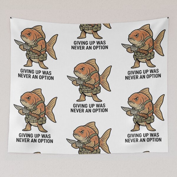 Item preview, Tactical Goldfish Giving Up Was Never An Option Funny Pet Fish Combat Knife Humor designed and sold by raedattia.