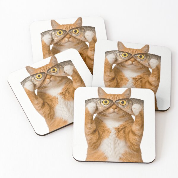 Item preview, Funny Orange Cat Holding Fish Eyes - Hilarious Cat Meme Art designed and sold by L&L.