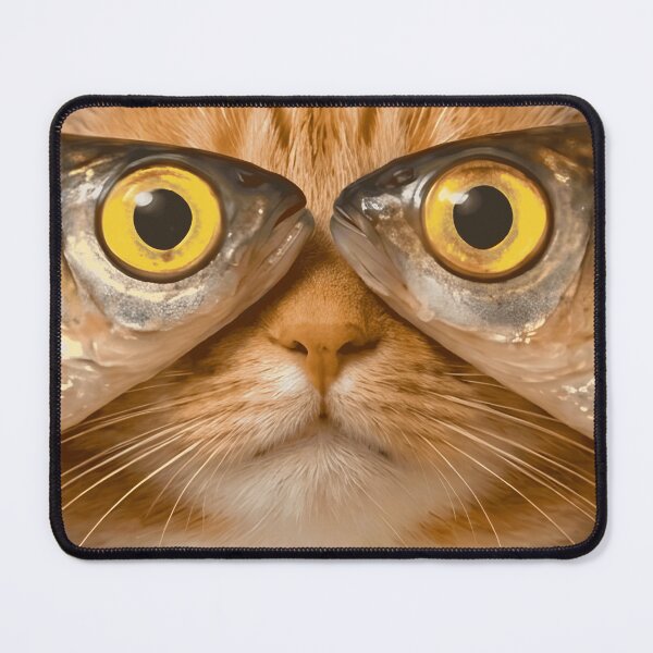 Item preview, Funny Orange Cat Holding Fish Eyes - Hilarious Cat Meme Art designed and sold by L&L.