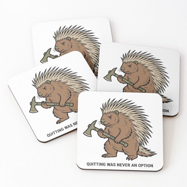 Item preview, Tactical Porcupine Quitting Was Never An Option Funny Hedgehog Tomahawk Axe Humor designed and sold by raedattia.
